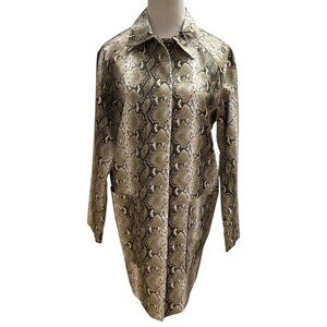 ASOS Women's Size 2 Creamy Beige Snakeskin Print PU Faux Leather Coat Jacket NWT